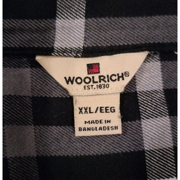Woolrich Wmns Size XXL Plaid Flannel Shirt Long/Roll Tab Sleeve Black White - Picture 8 of 10